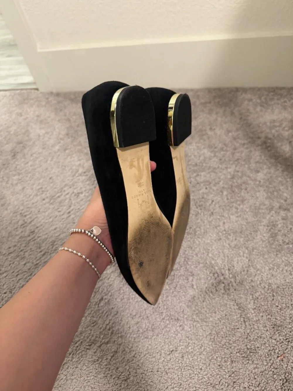 Marc Fisher Black Suede Pointed Toe Flats Women's Dress Shoes